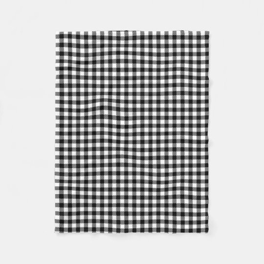 Black And White Gingham Checkered Pattern Fleece Blanket
