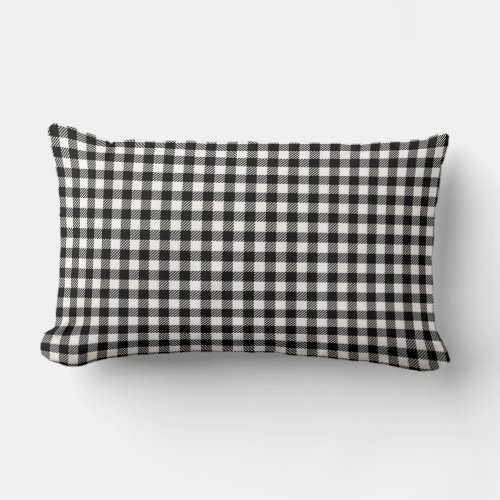 Black And White Gingham Checkered Pattern Lumbar Pillow