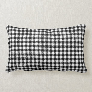 Black And White Gingham Checkered Pattern Lumbar Pillow