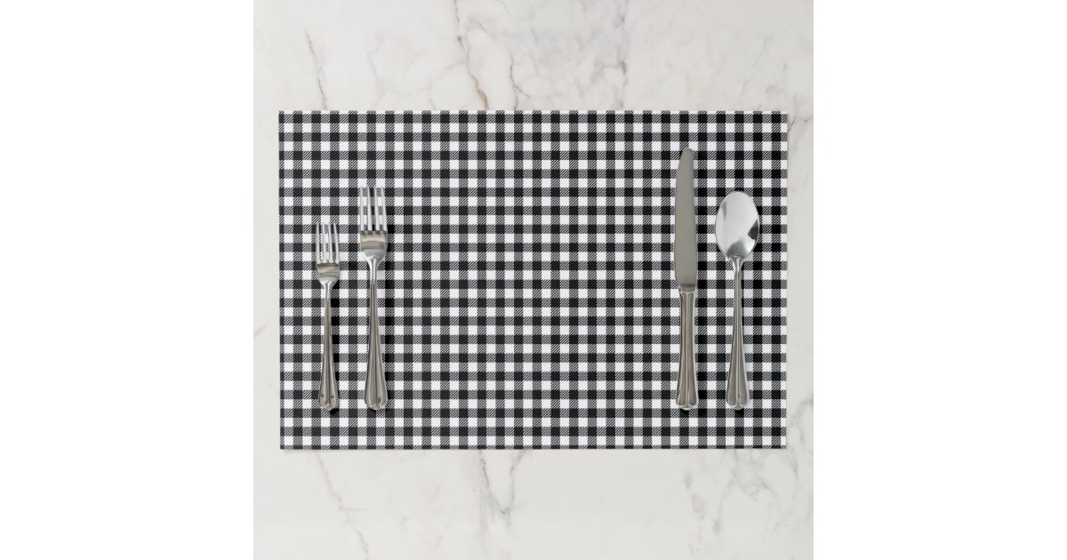 Black And White Gingham Checkered Pattern Paper Placemat