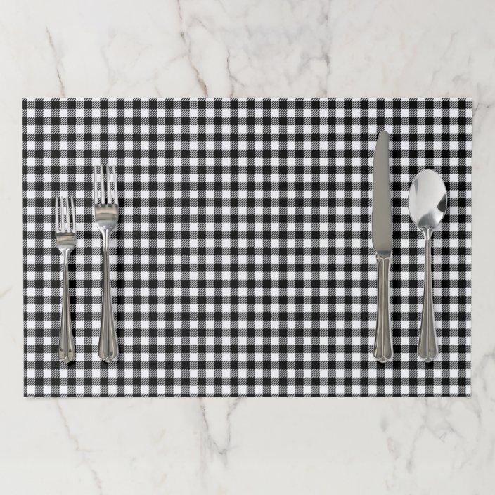 Black And White Gingham Checkered Pattern Paper Placemat