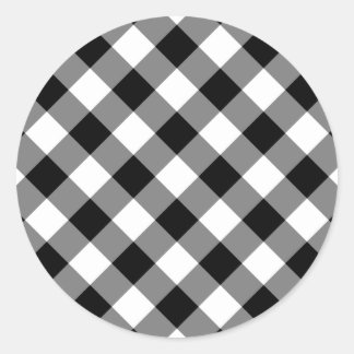 Black and White Gingham Classic Round Sticker