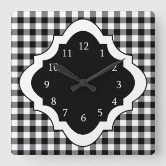 Black And White Gingham Country Square Wall Clock