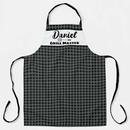 Black And White Gingham Custom Grill Master Apron