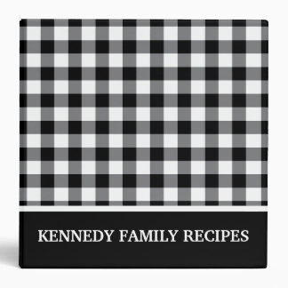 Black And White Gingham Farmhouse Kitchen Recipe 3 Ring Binder