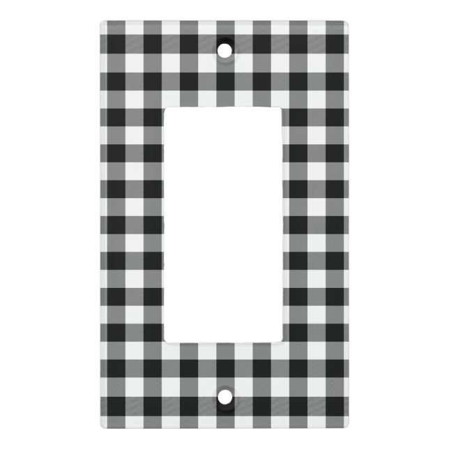Black and White Gingham Light Switch Cover (Front)