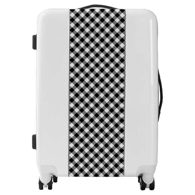 Black and White Gingham Luggage Suitcase (Front)