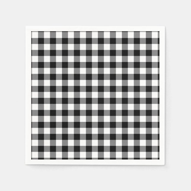 Black And White Gingham Napkins (Front)