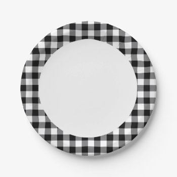 Black And White Gingham Paper Plates by InTrendPatterns at Zazzle