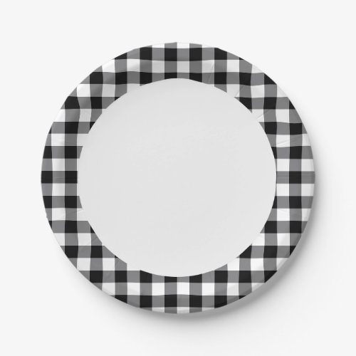 Black And White Gingham Paper Plates