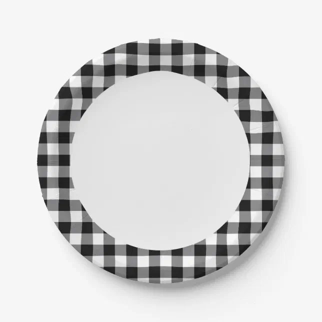 Black And White Gingham Paper Plates Zazzle