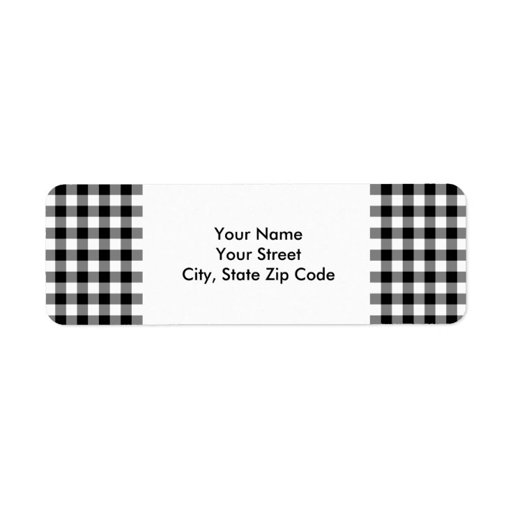 Black and White Gingham Pattern address label Zazzle