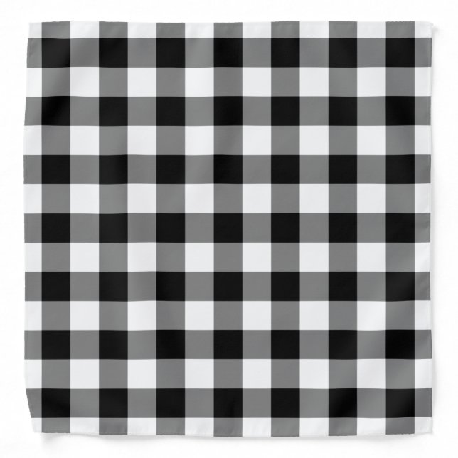 Black and White Gingham Pattern Bandana (Front)