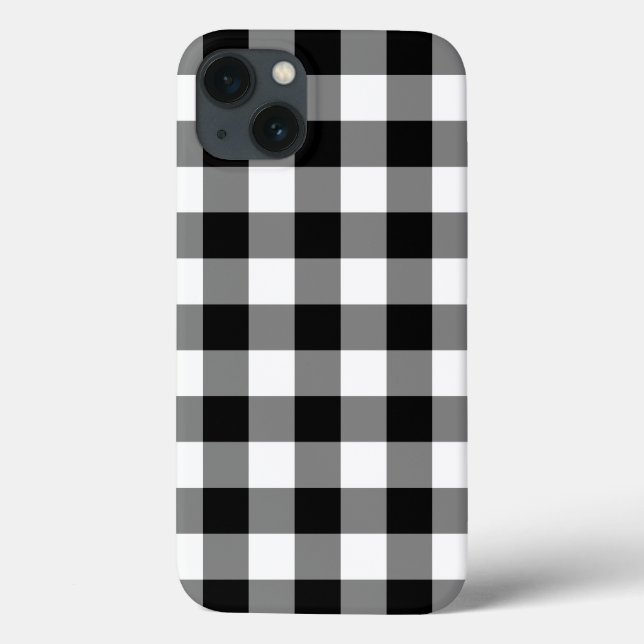 Black and White Gingham Pattern Battery Case (Back)