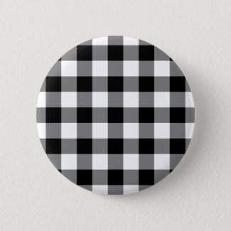 Black and White Gingham Pattern Button