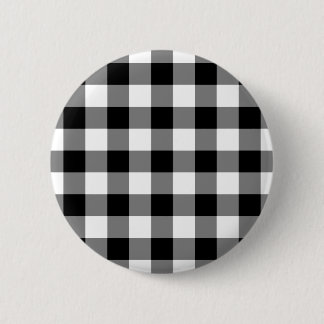 Black and White Gingham Pattern Button
