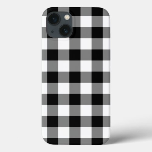 Black and White Gingham Pattern iPhone 13 Case