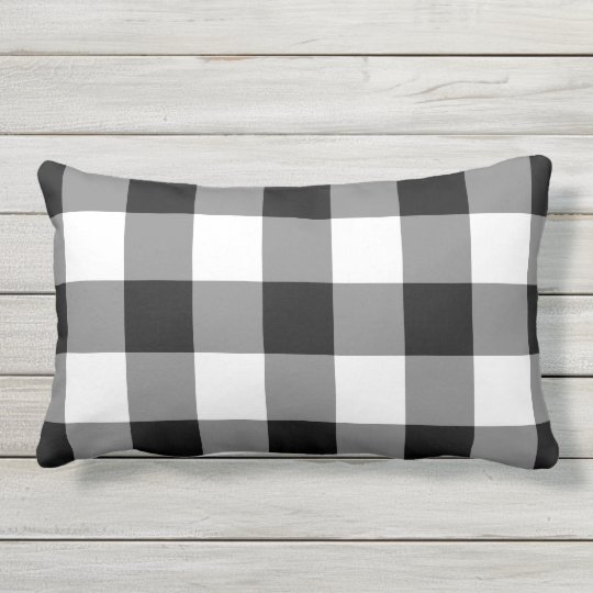 Black and White Gingham Pattern Checkered Lumbar Pillow | Zazzle.com