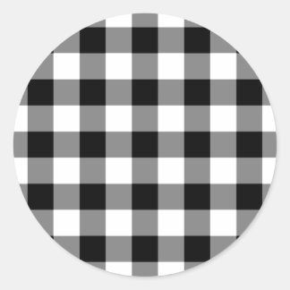 Black and White Gingham Pattern Classic Round Sticker