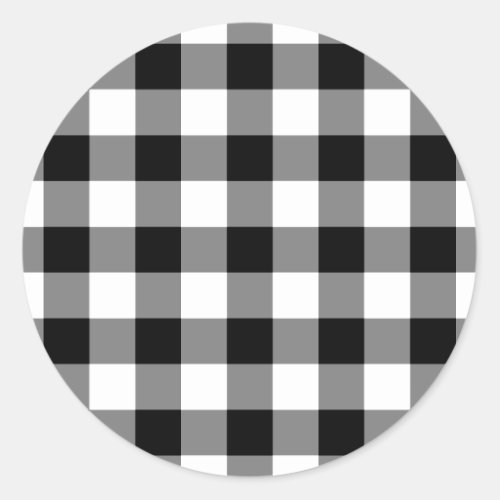 Black and White Gingham Pattern Classic Round Sticker