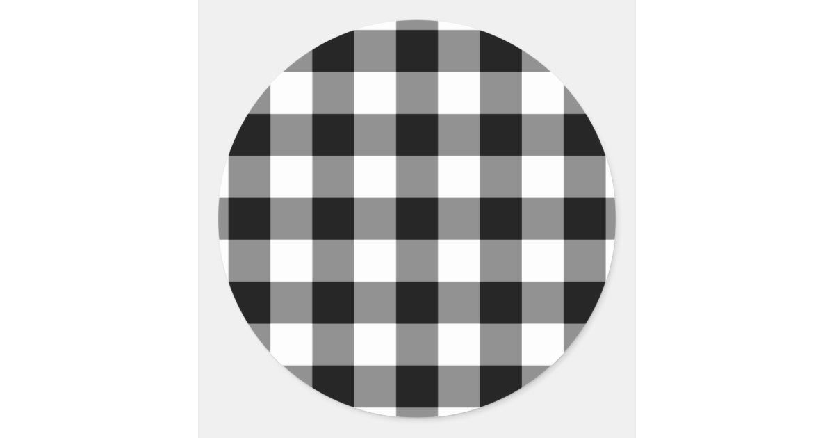 Black and White Gingham Pattern Classic Round Sticker | Zazzle.com