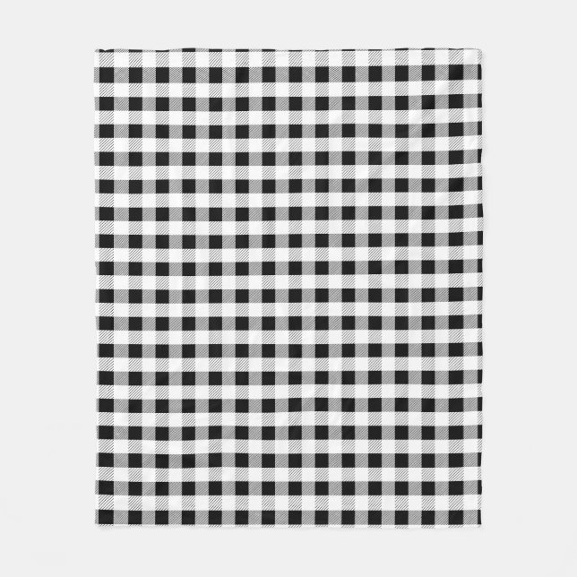 Black and White Gingham Pattern Design Fleece Blanket (Front)