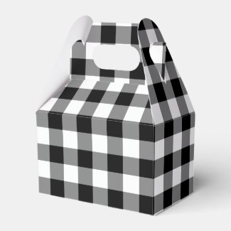 Black and White Gingham Pattern Gable Favor Box