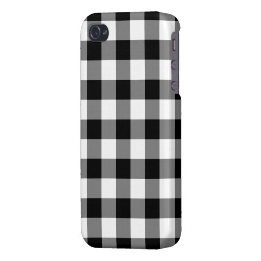 Black and White Gingham Pattern iPhone Case (Back Left)