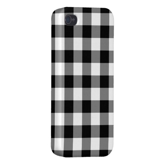 Black and White Gingham Pattern iPhone Case (Back Right)