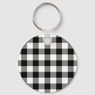 Black and White Gingham Pattern Keychain