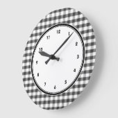 Black and white gingham pattern large clock (Angle)