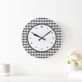 Black and white gingham pattern large clock (Home)