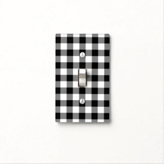 Black and White Gingham Pattern Light Switch Cover