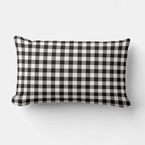 Black and White Gingham Pattern Lumbar Pillow