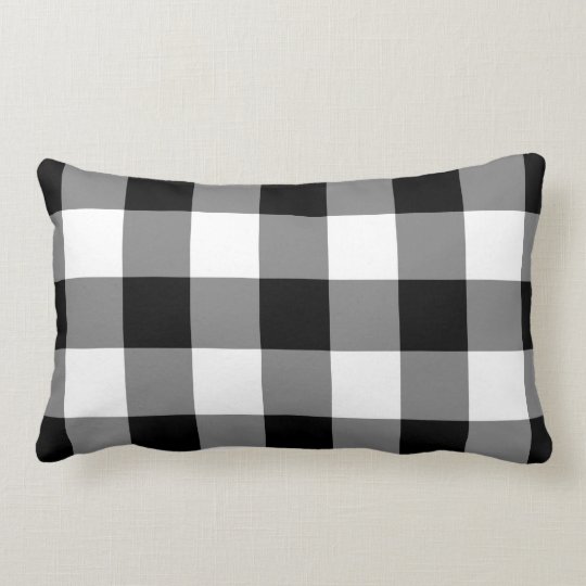 Black and White Gingham Pattern Lumbar Pillow