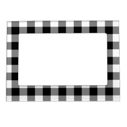 Black and White Gingham Pattern Magnetic Photo Frame