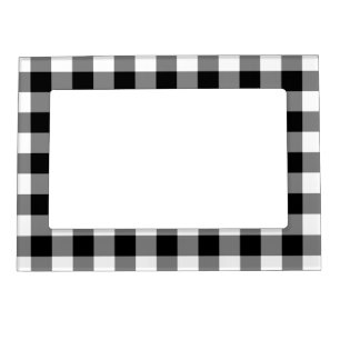 Black and White Gingham Pattern Magnetic Photo Frame