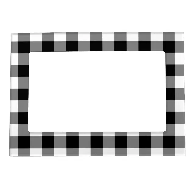 Black and White Gingham Pattern Magnetic Photo Frame | Zazzle