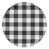 Black and White Gingham Pattern Melamine Plate (Front)