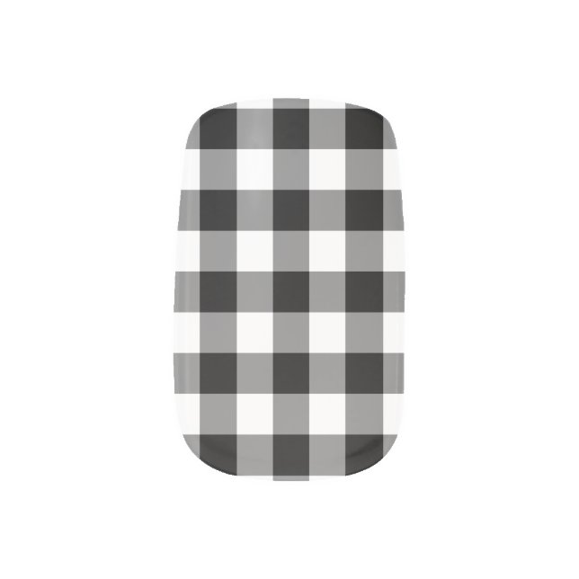 Black and White Gingham Pattern Minx Nail Wraps (Left Thumb)