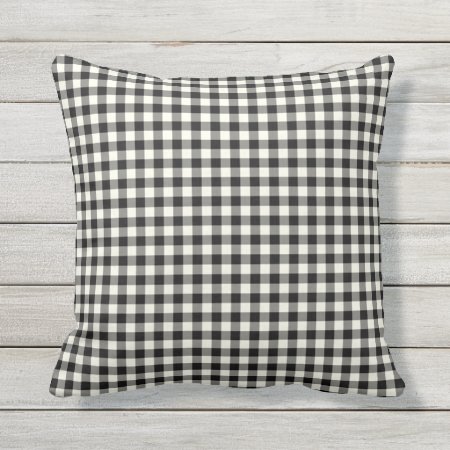 Black And White Gingham Pattern Outdoor Pillows