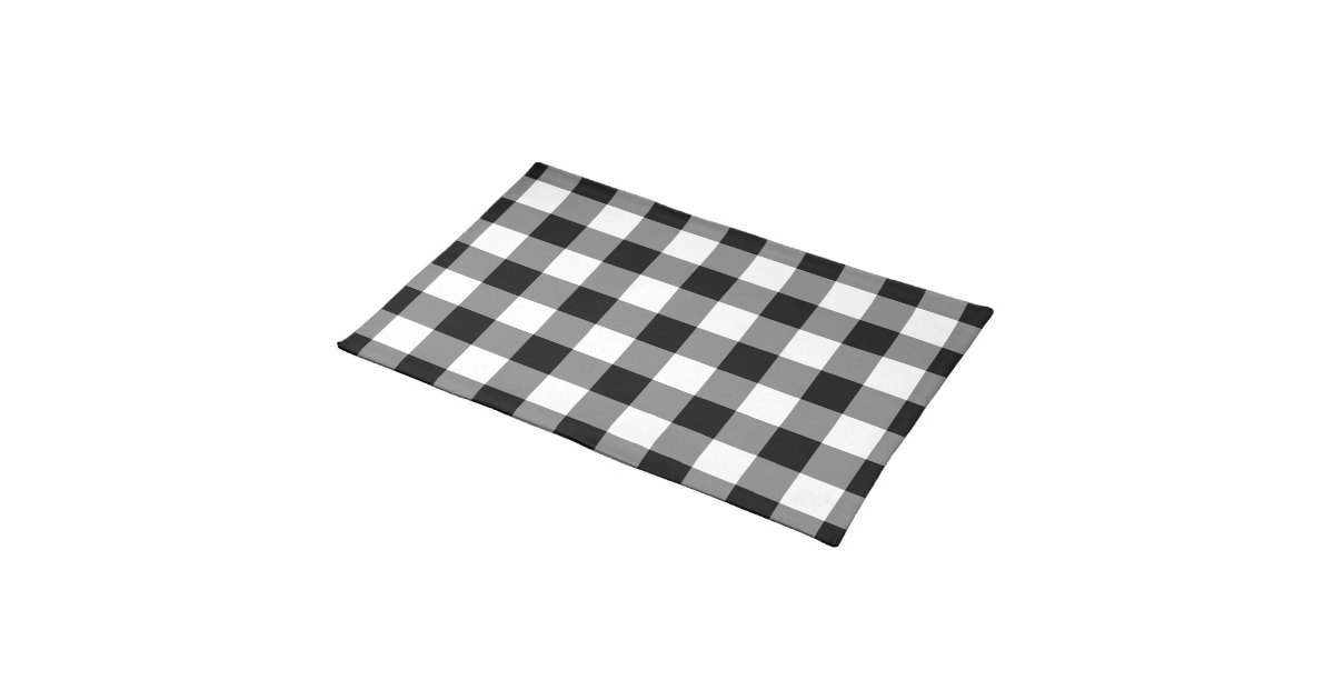 Black and White Gingham Pattern Placemat Zazzle