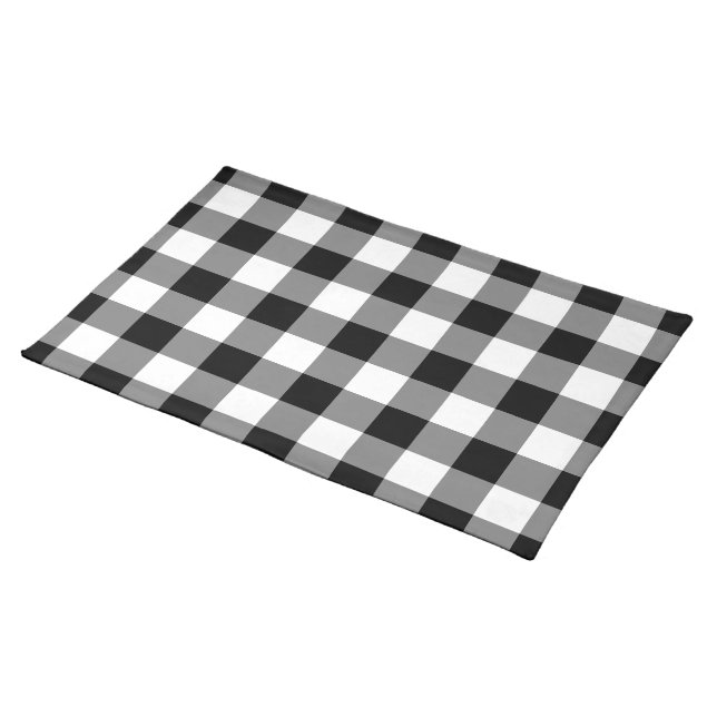 Black and White Gingham Pattern Placemat (On Table)
