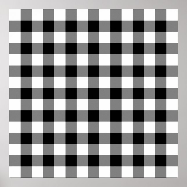 Black and White Gingham Pattern Poster (Front)
