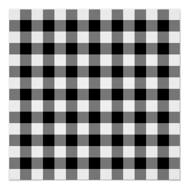 Black and White Gingham Pattern Poster Zazzle