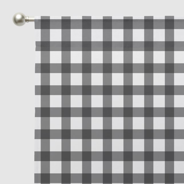 Black and White Gingham Pattern Sheer Curtains (Pocket)