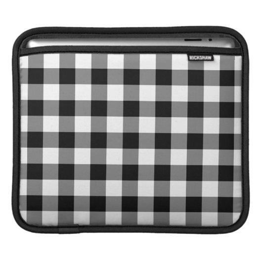 Black and White Gingham Pattern Sleeve For iPads (Front Device)