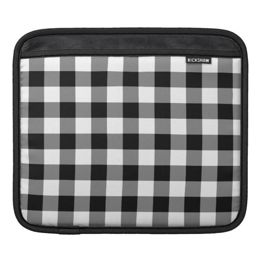 Black and White Gingham Pattern Sleeve For iPads (Front)