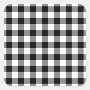 Black and White Gingham Pattern Square Sticker