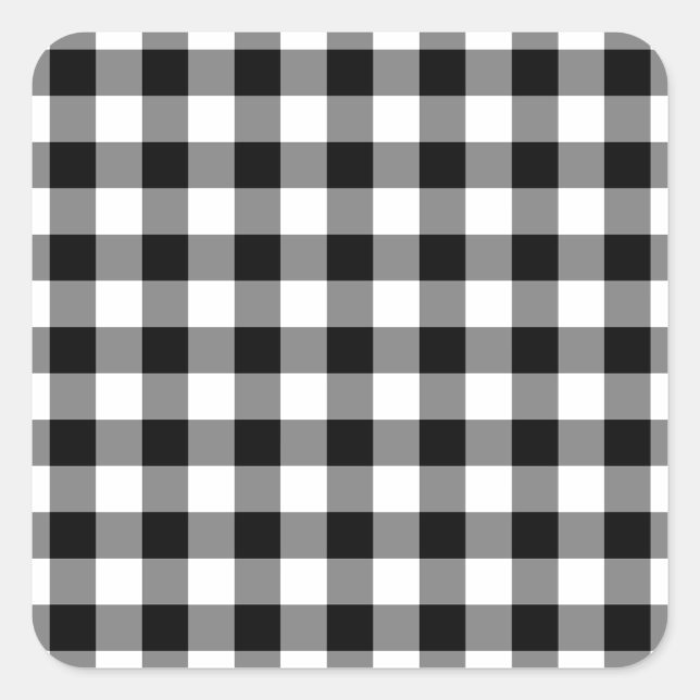 Black and White Gingham Pattern Square Sticker (Front)
